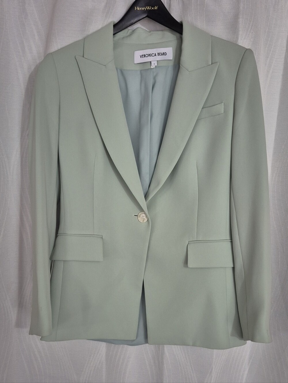 Veronica Beard Pale Mint Single-Button Blazer